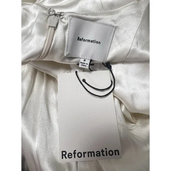 Reformation Liz Silk Dress Ivory White Wedding Bridal Gown Maxi Size 8 NEW - Picture 10 of 14